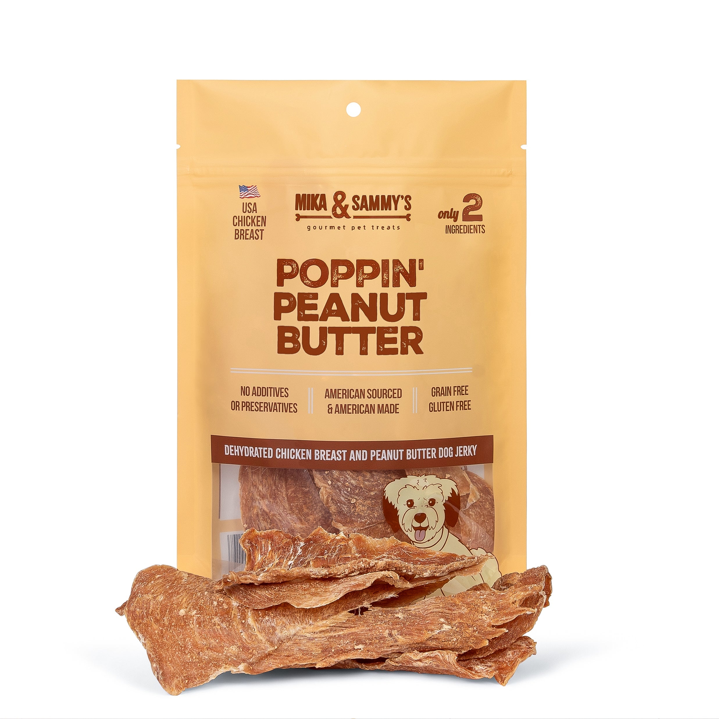 Mika & Sammy’s Poppin Peanut Butter Jerky Treats 5oz