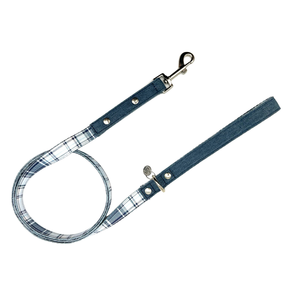 Dog Leash Blue Plaid